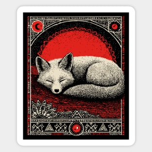 Cottagegoth Sleeping Fox | Dark Cottagecore Dream Spirit Magnet